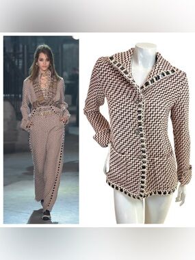 Chanel Runway Tweed Jacket 2016 Pink Black FR36